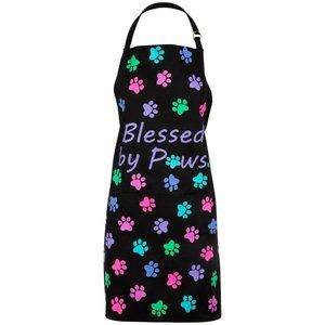 Colorful Paw Print Pet Lovers Kitchen Apron (Blessed by Paws)
